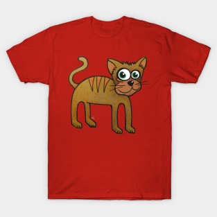 Cartoon Kitty - A Funny Cat with Big Green Eyes T-Shirt